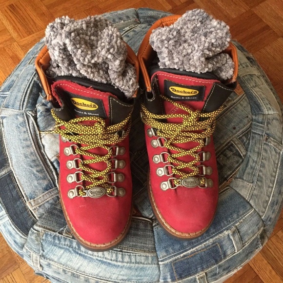 DOCKERS RED LEATHER HIKING BOOTS 38/ US 7 - Picture 1 of 8